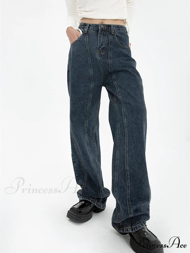High Waist Demin Dark Blue Jeans