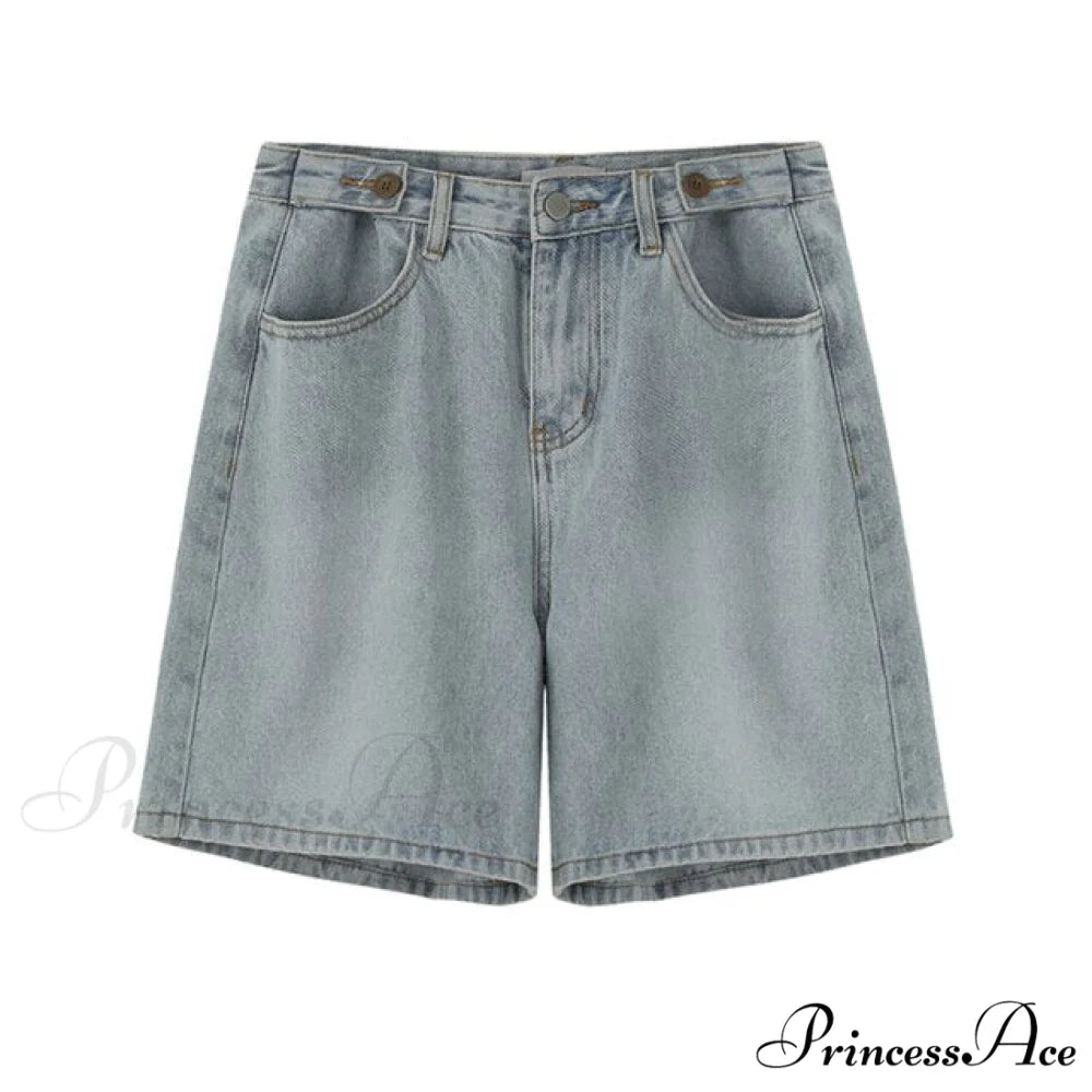 High Waist Denim Shorts Ligh Blue / S