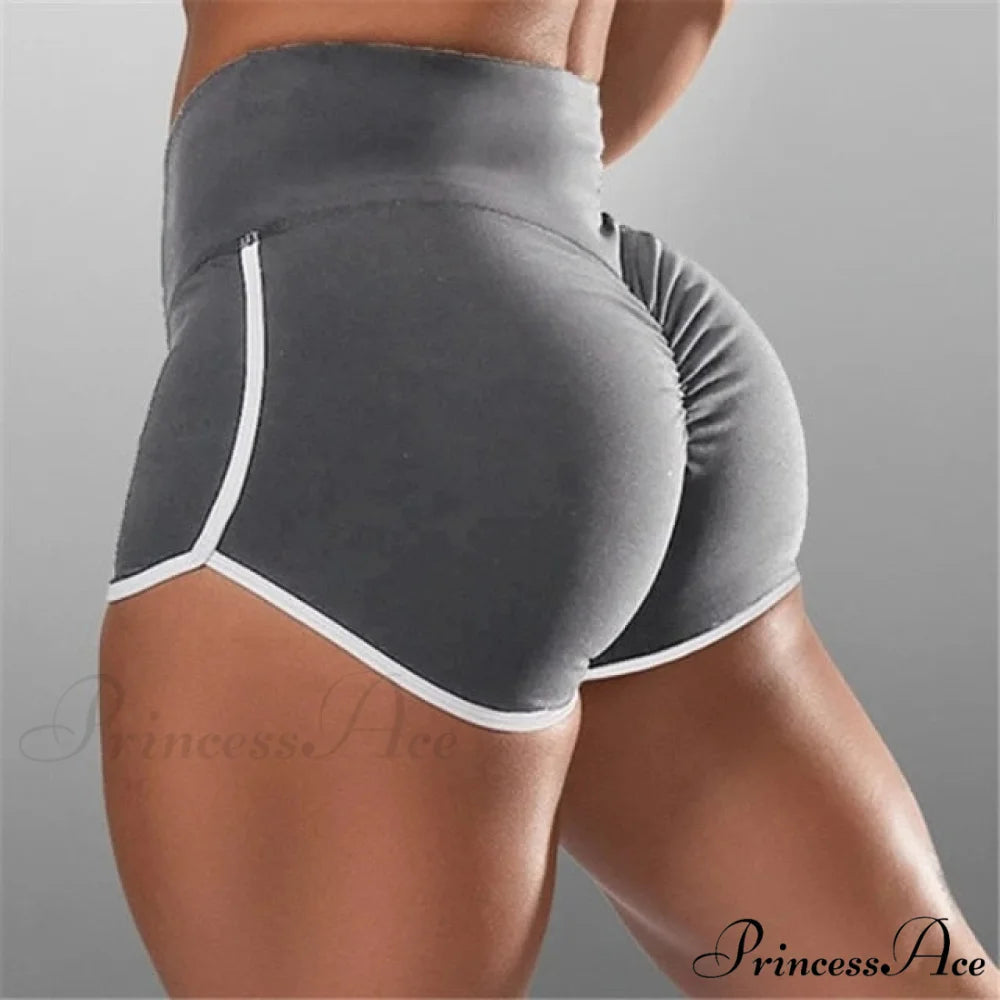 High Waist Elasticated Seamless Sport Shorts Gray / XXXL