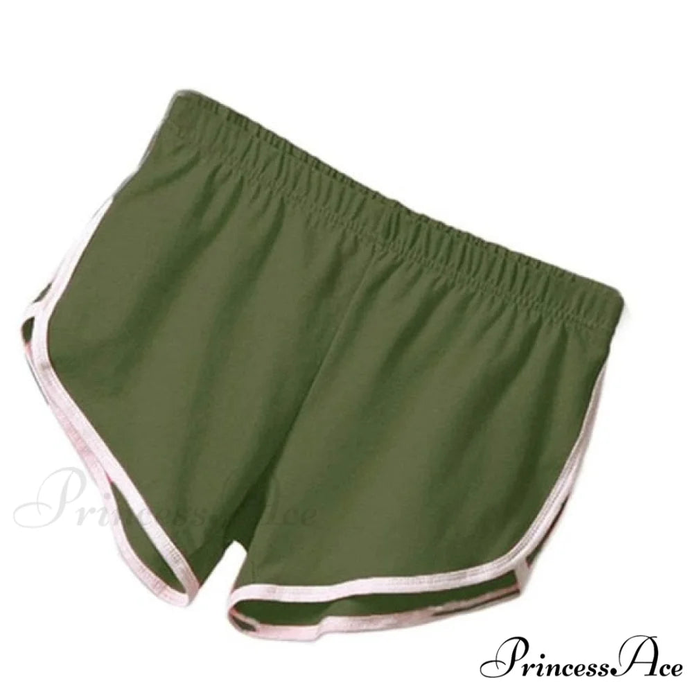 High Waist Elasticated Seamless Sport Shorts Green / XXXL