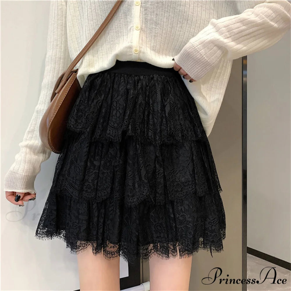 High Waist Elegant A Line Mini Skirts black / One Size