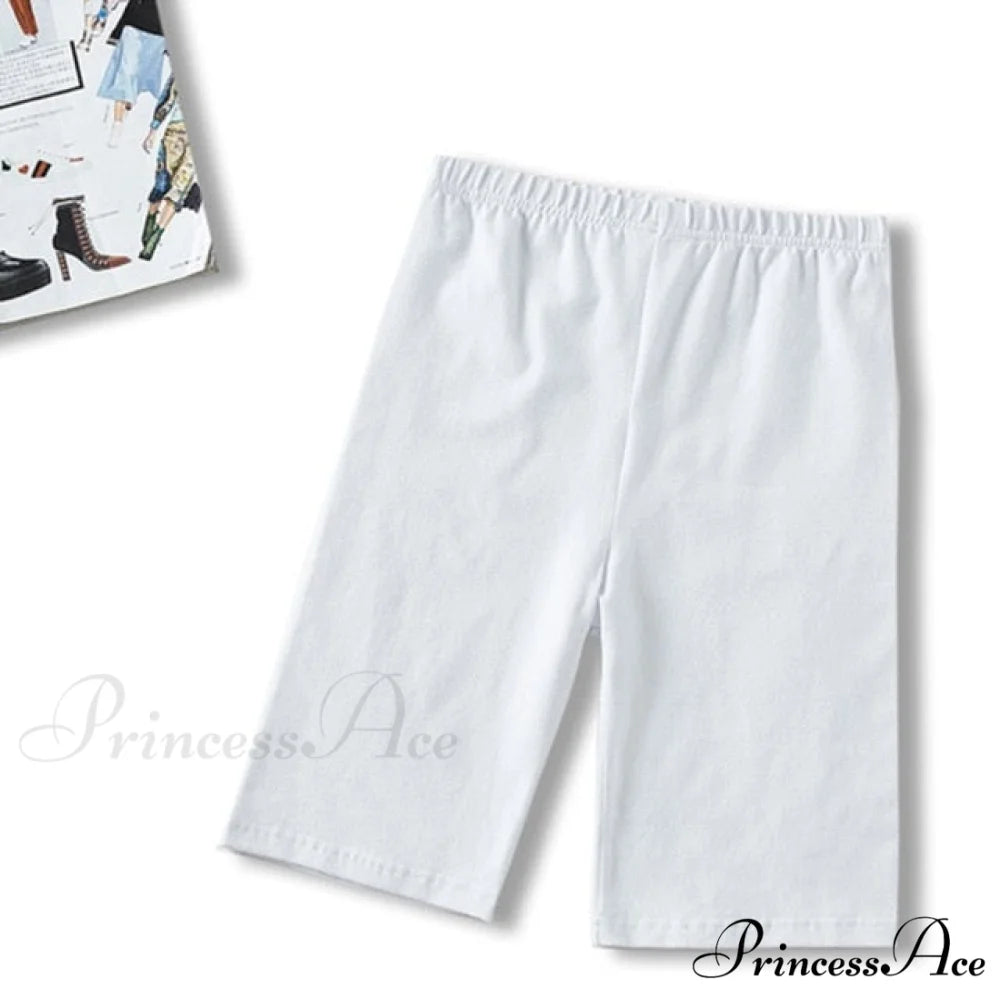 High Waist Fashion Biker Shorts white / L