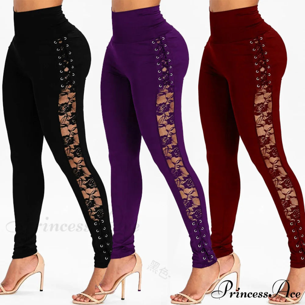 High Waist Fashion Crossed Lace-up Pants