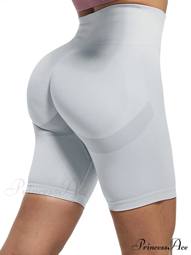 High Waist Fitness Ladies Leggings Short Light Gray / XS