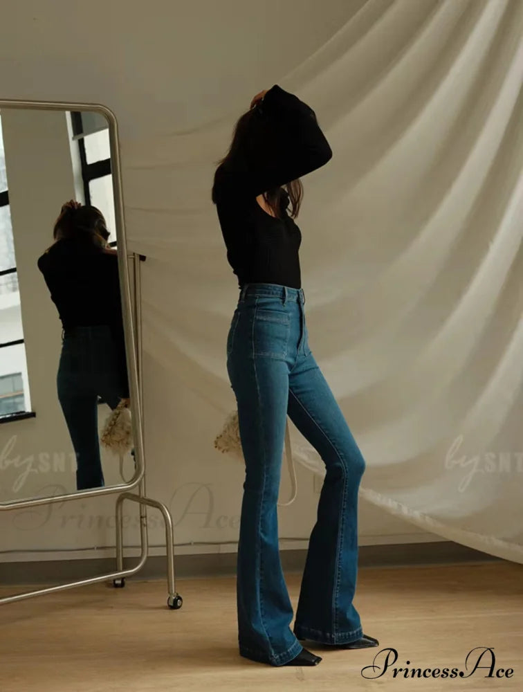 High Waist Flared Skinny Jeans