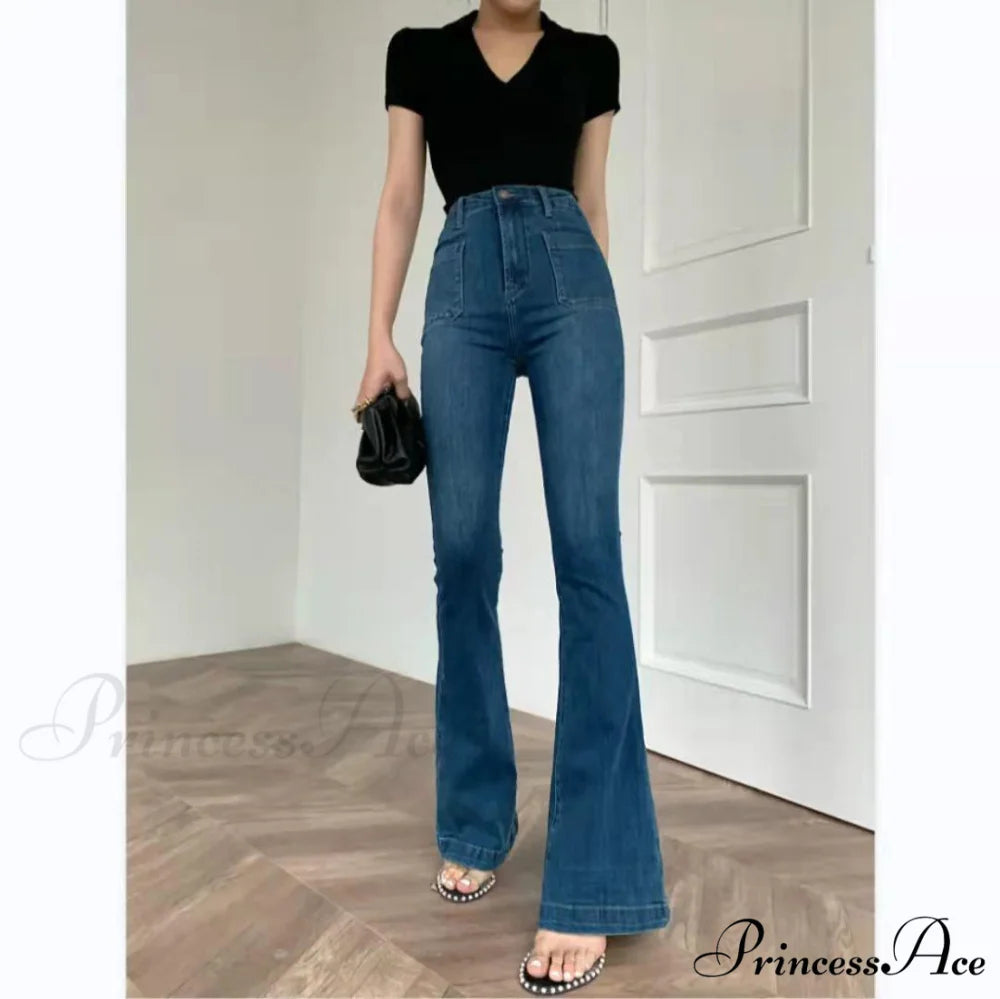 High Waist Flared Skinny Jeans blue / S