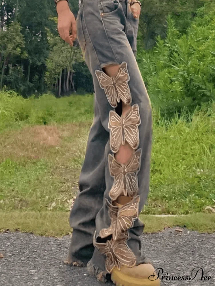 High waist Graceful Elastic Lace-up Jeans