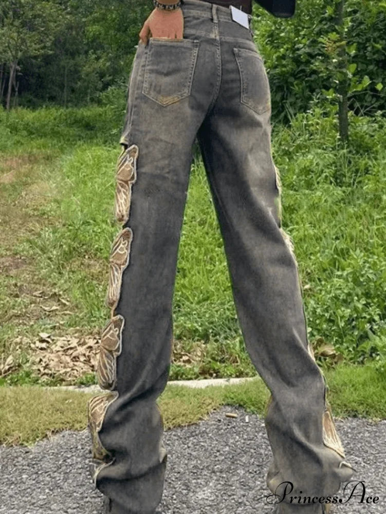 High waist Graceful Elastic Lace-up Jeans