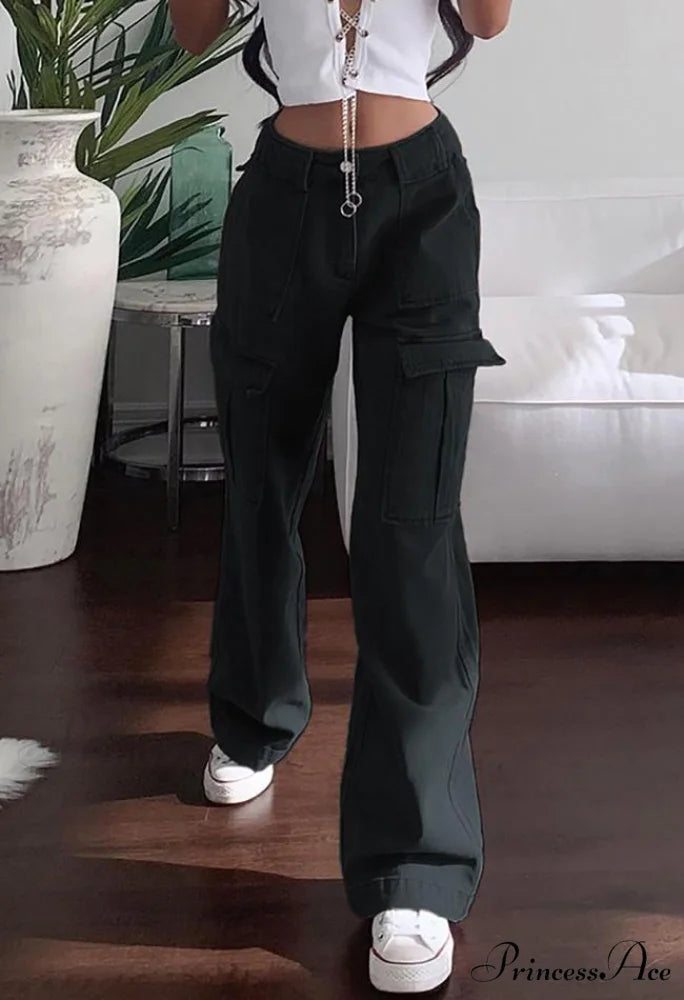 High Waist Graceful Irregular Denim Skort Black / S