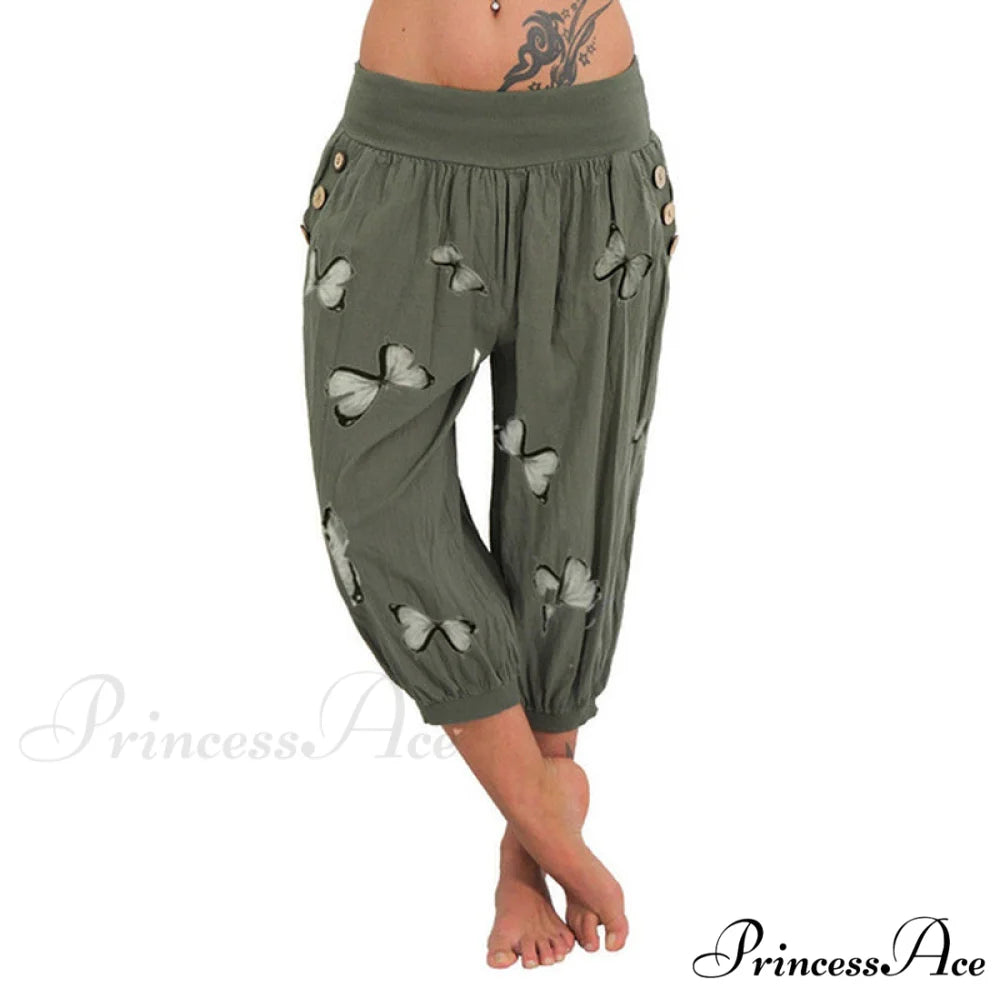 High Waist Harem Capris Pants