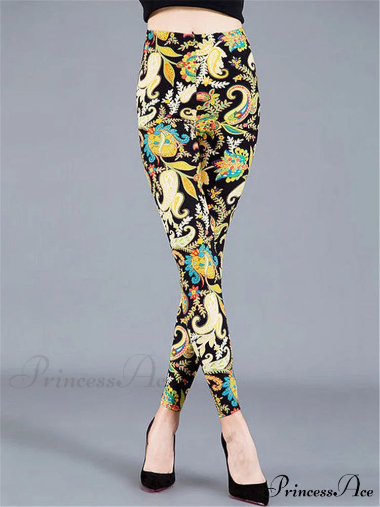 High Waist Leggings Pants YellowCashew / S