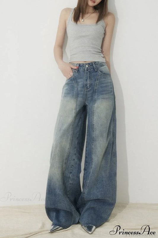 High Waist Loose Wide Leg Sickle Jeans