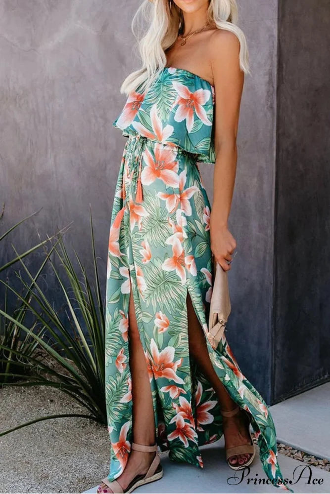 High Waist Off-shoulder Trendy Lace Maxi Dress