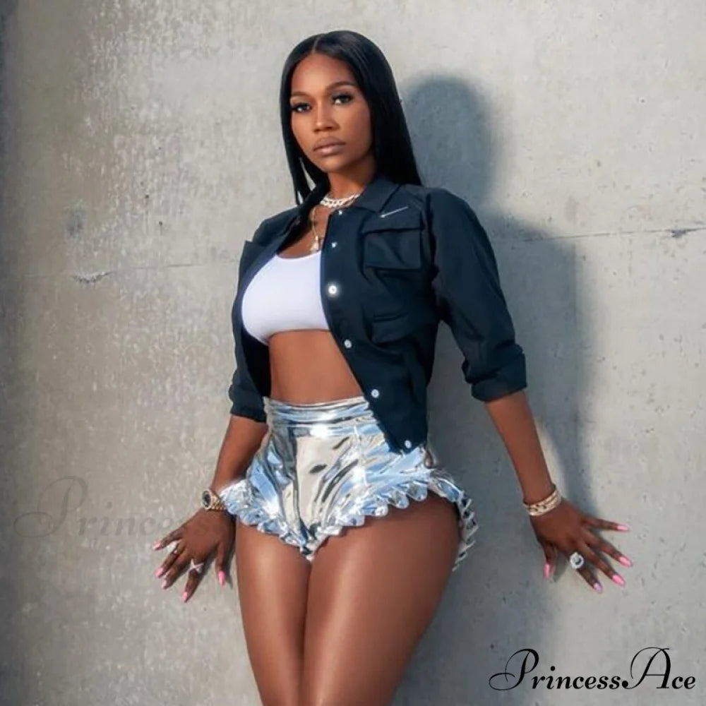 High Waist Push Up Black Shorts