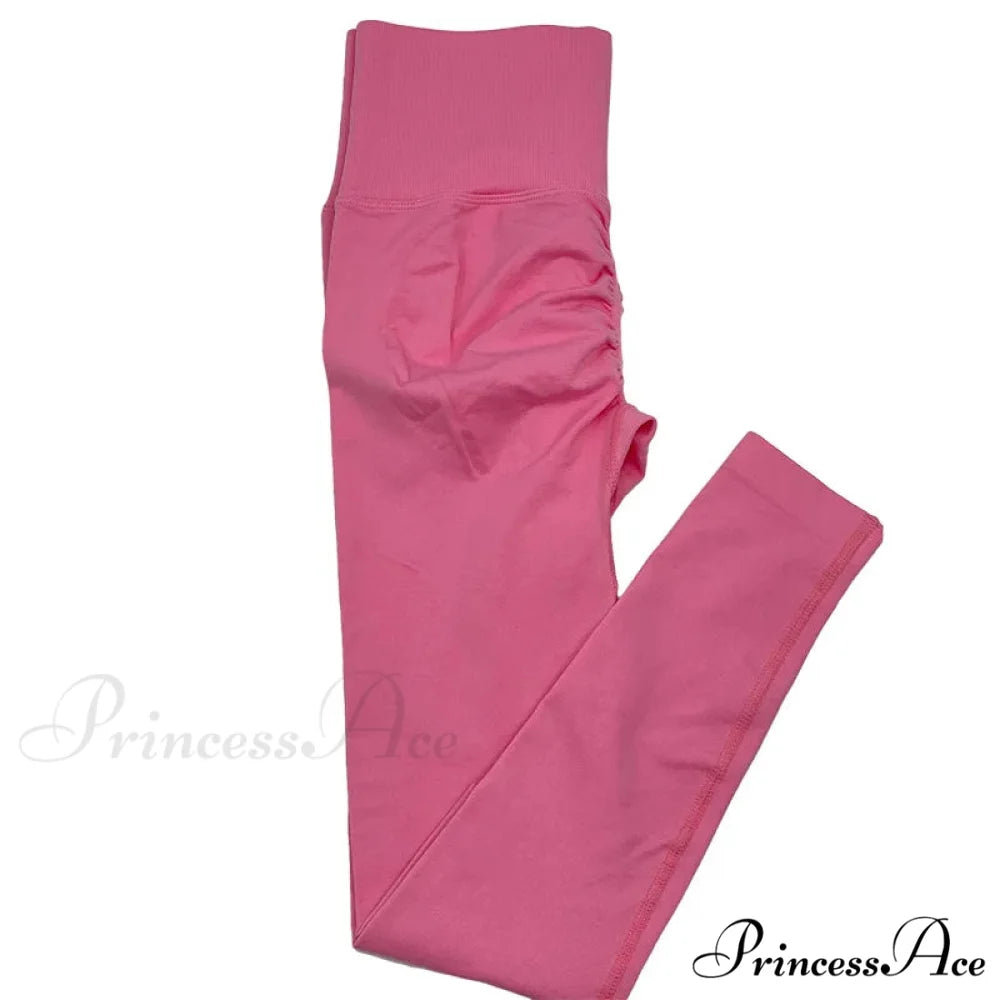 High Waist Seamless Booty Women Scrunch Workout Fitness Gym Elastic Sportwear Leggings Peach Pink / S
