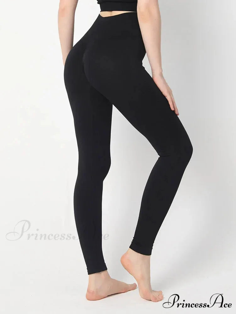 High Waist Seamless Push Up Butt Lifting Workout Legging black / S