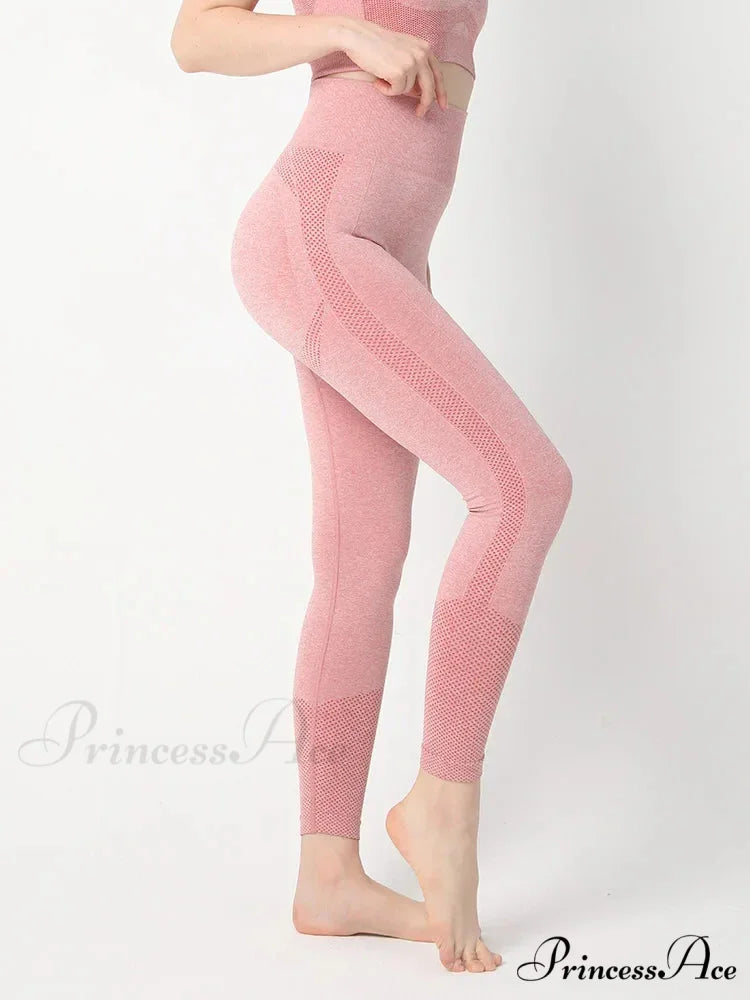 High Waist Seamless Push Up Butt Lifting Workout Legging Orange Red / S