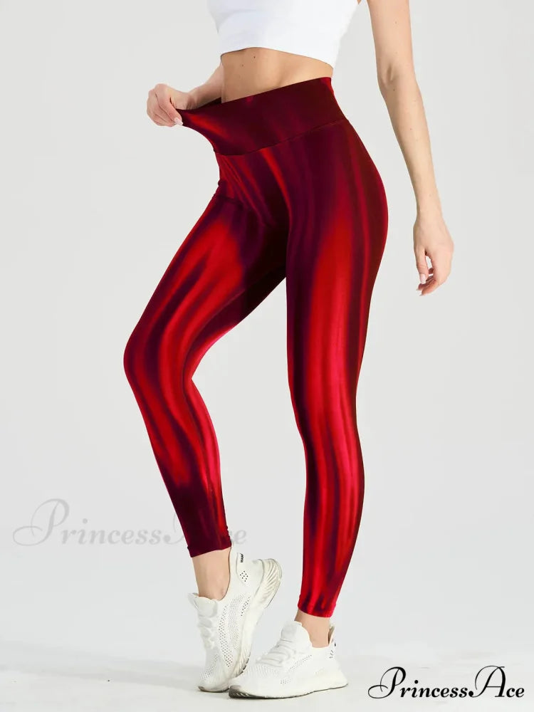 High Waist Seamless Push Up Sport Yoga Legging red / M