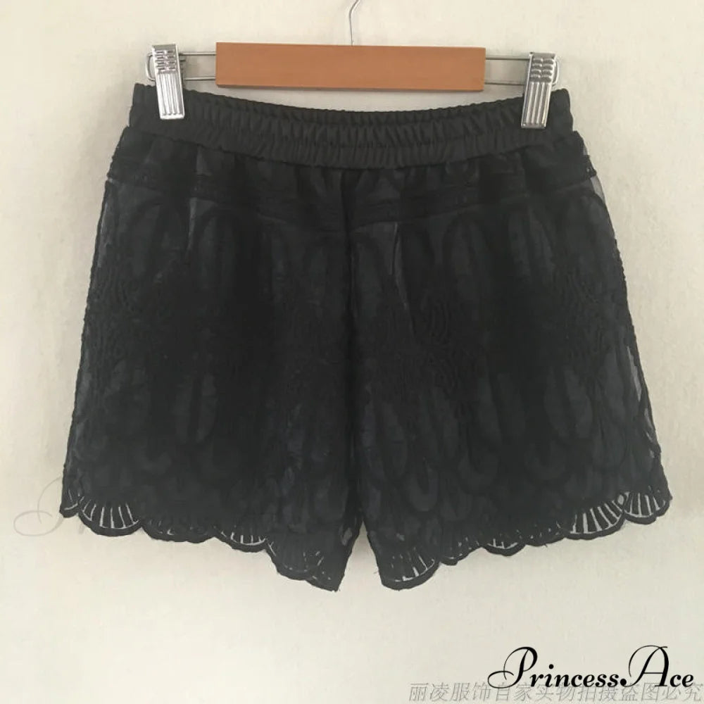 High Waist Sexy Lace Shorts Black / S
