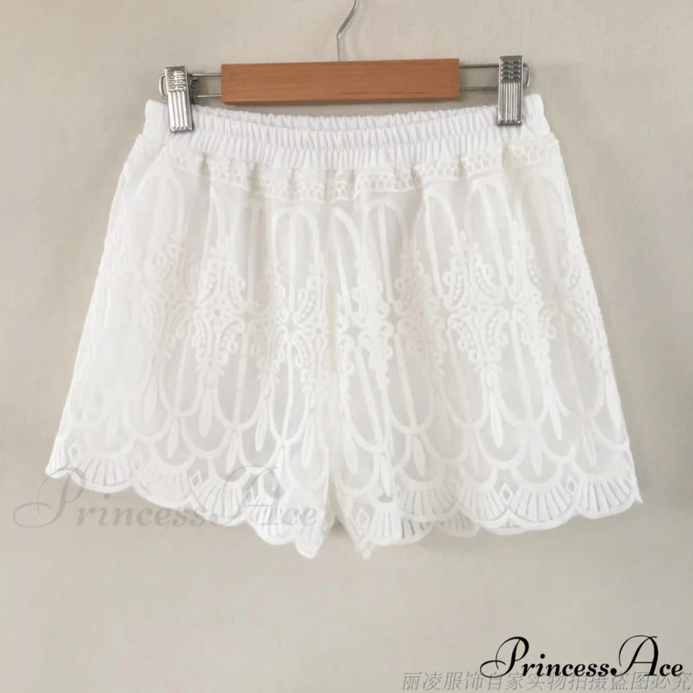 High Waist Sexy Lace Shorts white / S