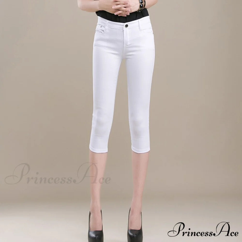 High Waist Short Trousers Capris Pants Women Stretch