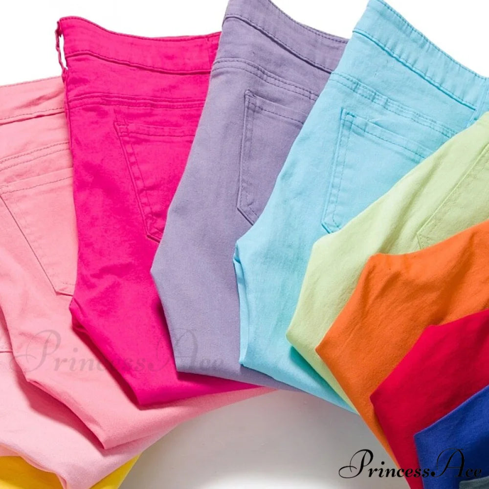 High Waist Short Trousers Capris Pants Women Stretch