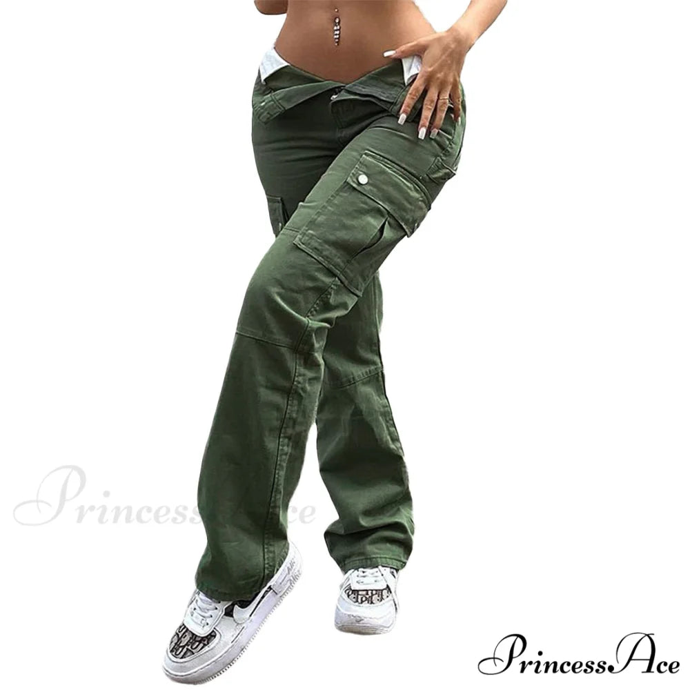 High Waist Solid Color Pocket Denim Jeans
