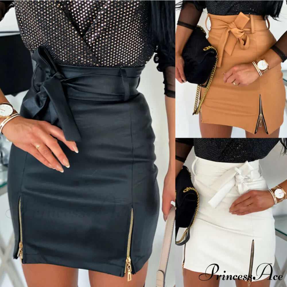 High Waist Split Office Mini Slim Skirt