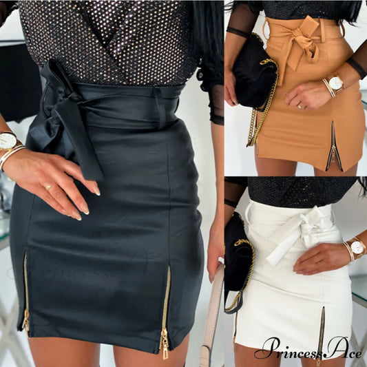 High Waist Split Office Mini Slim Skirt