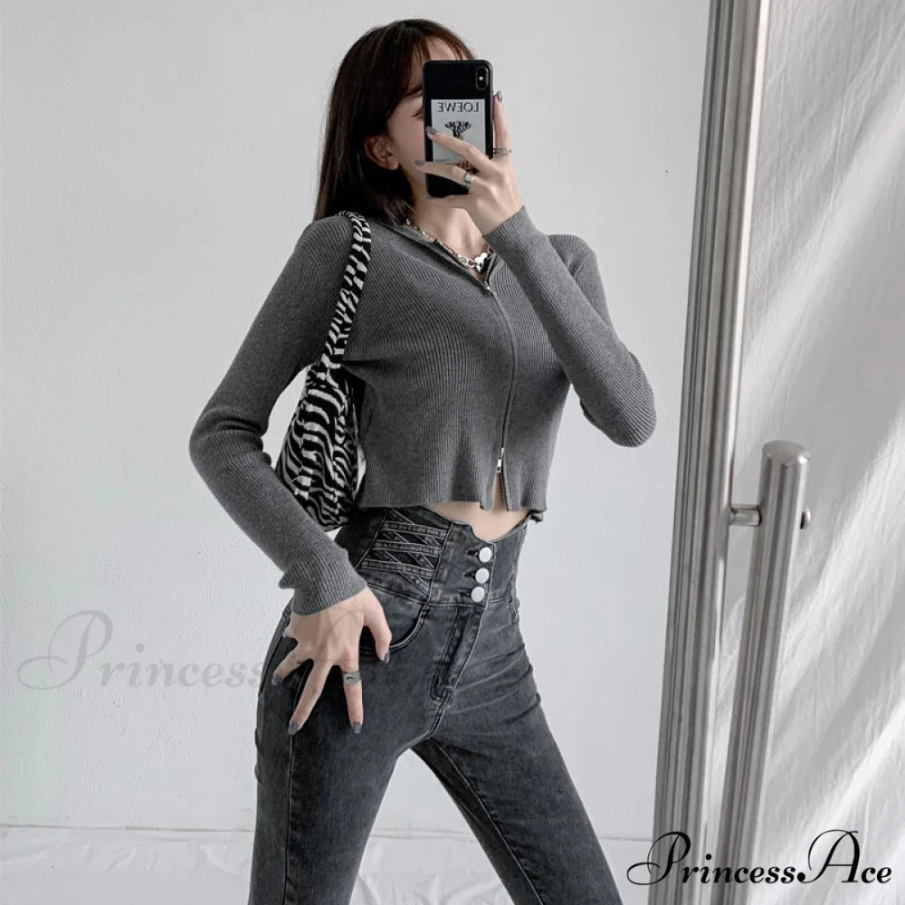 High Waist Straight Elastic Femme Jeans
