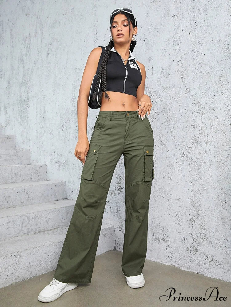 High Waist Straight Trousers