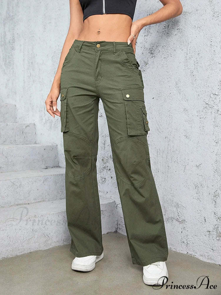 High Waist Straight Trousers