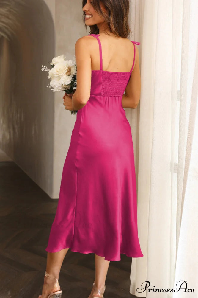 High Waist Stylish Satin Wrap Dress