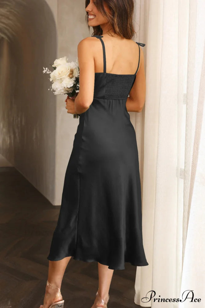 High Waist Stylish Satin Wrap Dress