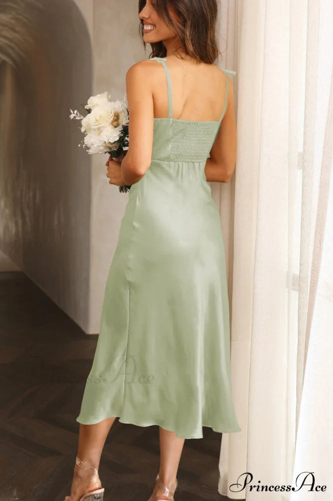 High Waist Stylish Satin Wrap Dress