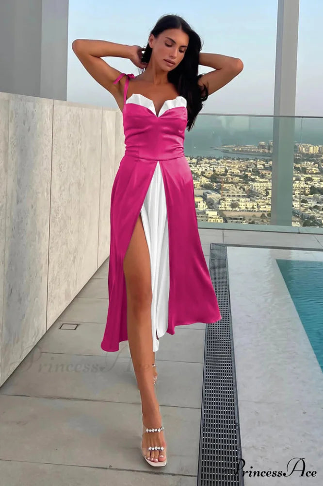 High Waist Stylish Satin Wrap Dress