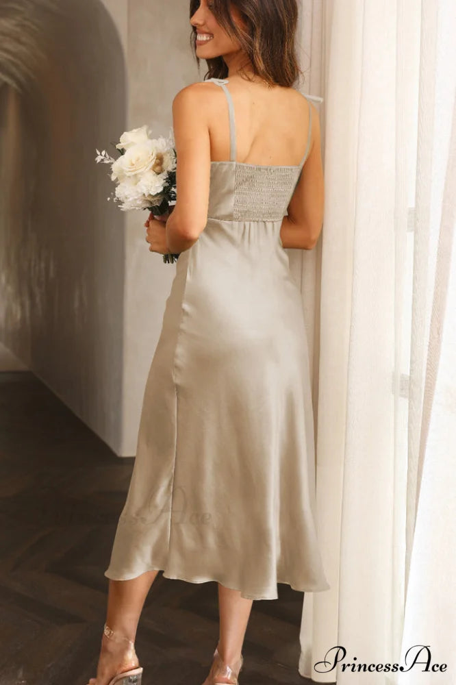 High Waist Stylish Satin Wrap Dress