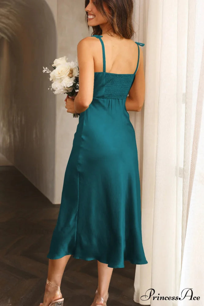 High Waist Stylish Satin Wrap Dress