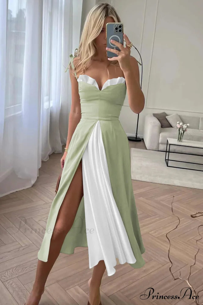 High Waist Stylish Satin Wrap Dress