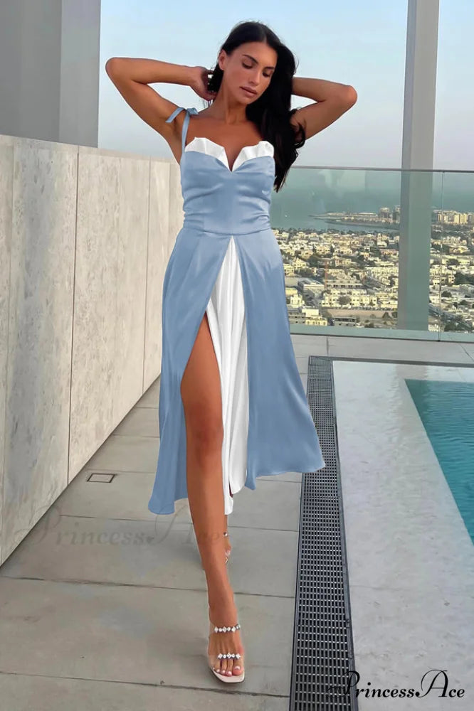 High Waist Stylish Satin Wrap Dress