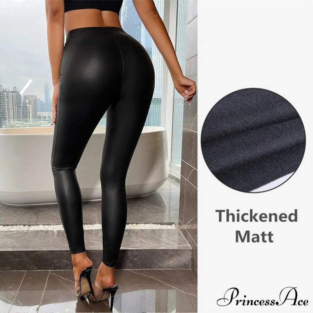 High Waist Trousers Slim Legging ThickenedMatt / S