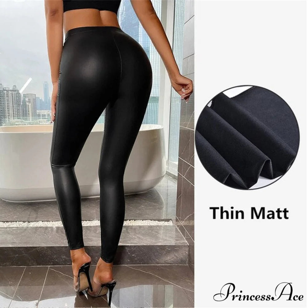 High Waist Trousers Slim Legging ThinMatt / S