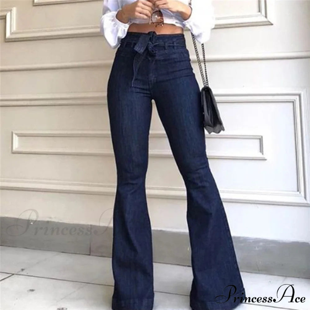 High Waist Wide Leg Jeans Royal Blue / S
