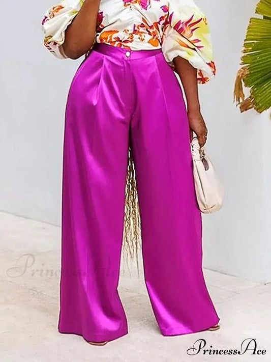 High Waist Wide Leg Pants Rose / S