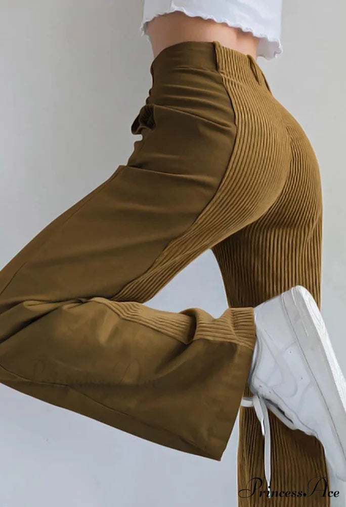 High Waist Wide Trendy Leg PU Pants