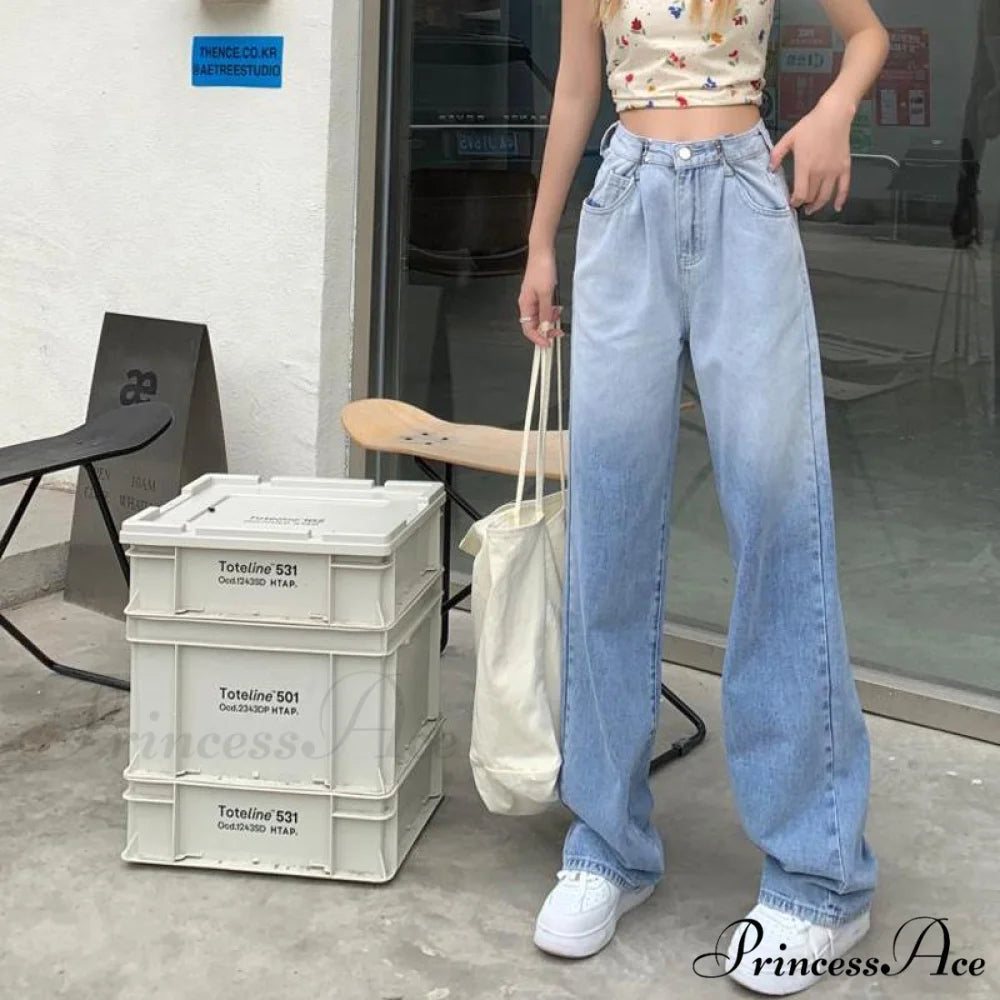 High Waisted Casual Streetwear Gradient Jeans