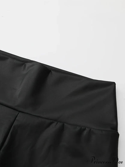 High Waisted Elastic PU Leather Sexy Slim Fit Legs Pants