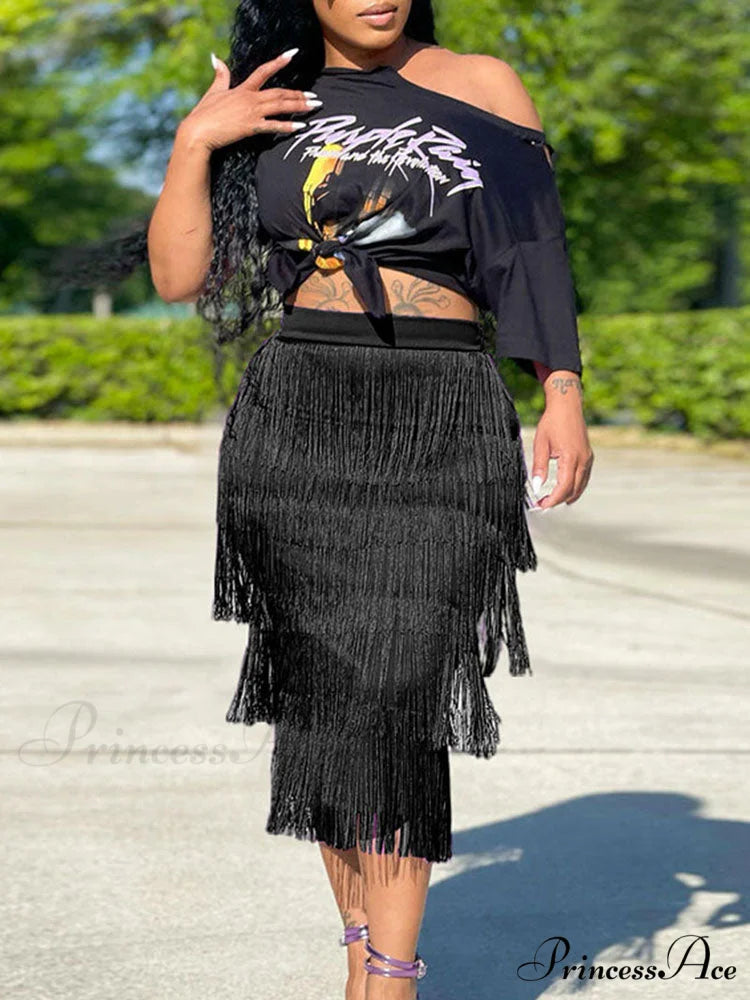 High Waisted Graceful Clashing Star Jeans Black / M