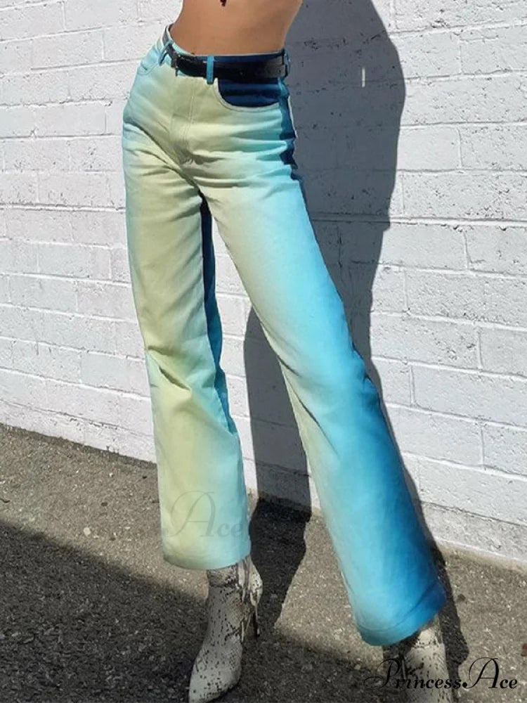 High Waisted Graceful Fringe Skirt Blue / S