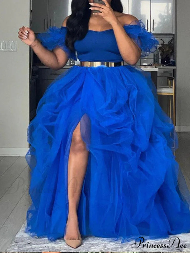 High Waisted Graceful Skinny Ripped Jeans Blue / One Size